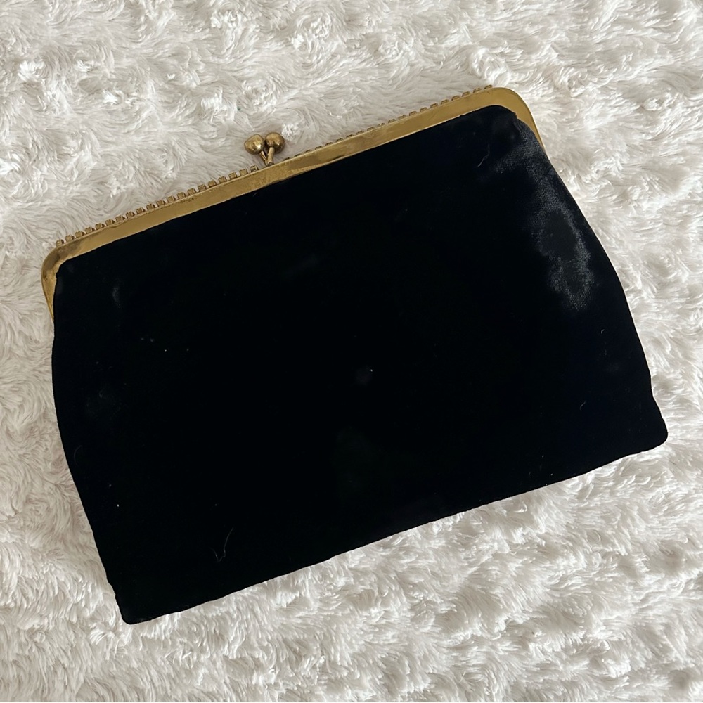 Vintage Milton Black Velvet Clutch with Rhinestones